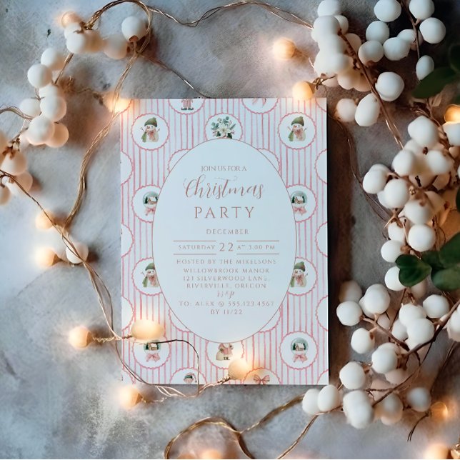 Invitación Muñeco de nieve sonrosado de Navidad (Subido por el creador)