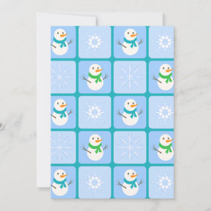Invitación Muñeco de nieve y copos de nieve con estampado de 