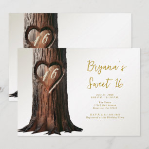 Invitación Muñón de árbol con corazón tallado Rústico minimal