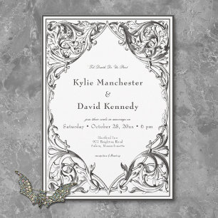 Invitación Muralla victoriana hasta la muerte Boda blanco y n