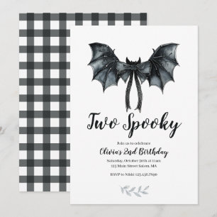 Invitación Murciélago de Halloween Arco Dos Cumpleaños Espelu