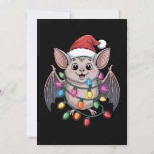 Invitación Murciélago de Navidad Sombrero de Santa Luces Anim