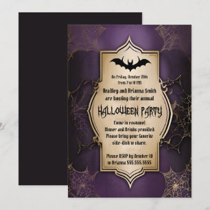 Invitación Murciélago en Fiesta de Halloween con Marco