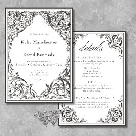 Invitación Murciélago Victoriano hasta la Muerte Blanco y Neg