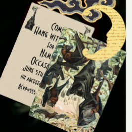 Invitación Murciélago zorro volador vintage acadamia cuelga c