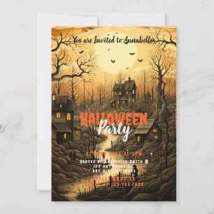 Invitación Murciélagos de aldea rusa armando fiesta de Hallow