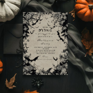 Invitación Murciélagos Embrujados Halloween Gótico