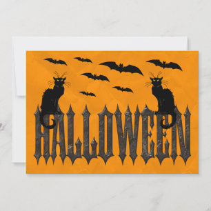 Invitación Murciélagos Voladores y Gatos Espeluznantes Hallow