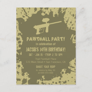 Invitación Murky Splatter Paintball Partido de Cumpleaños Inv