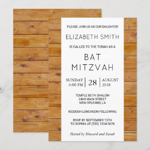 Invitación Muro del granero, tablas de madera, Mitzvah del mu