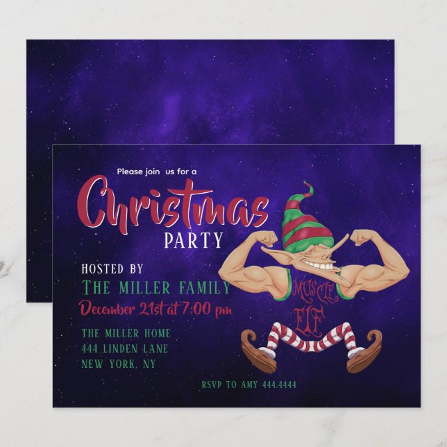 Invitación Músculo Elf (Anverso / Reverso)