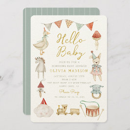 Invitación Mushroom acuarela y Baby Shower Whimsical