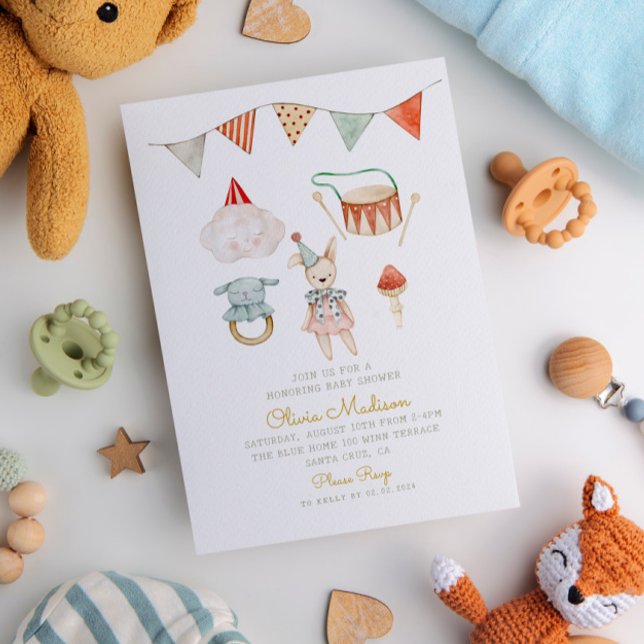 Invitación Mushroom acuarela y Baby Shower Whimsical (Subido por el creador)