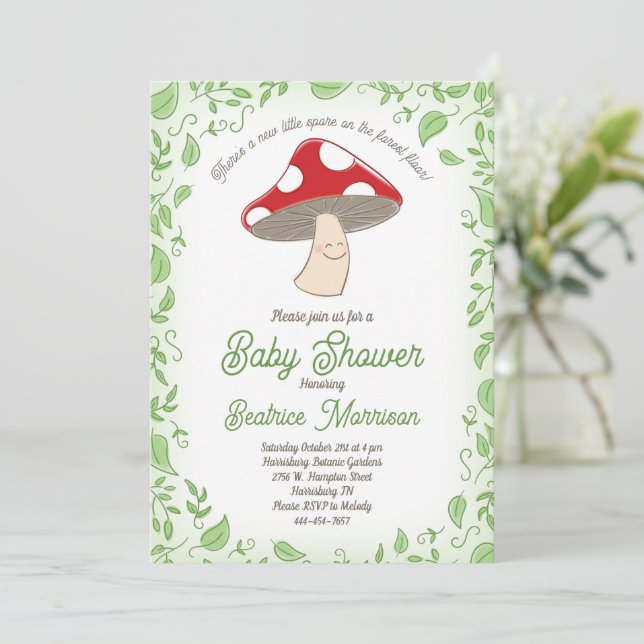Invitación Mushroom Baby Shower (Anverso de pie)