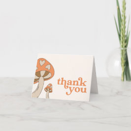 Invitación Mushroom Baby Shower Gracias | Naranja y Brown