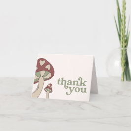 Invitación Mushroom Baby Shower Gracias | Sage Green