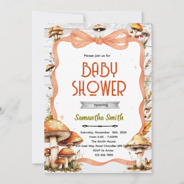Invitación Mushroom Baby Shower Invitation (Anverso)