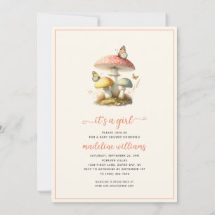 Invitación Mushroom Butterfly Woodland Nature Baby Shower