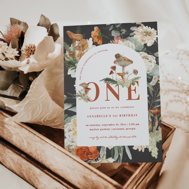 Invitación Mushroom de flor silvestre | Boho 1º cumpleaños (Subido por el creador)