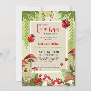 Invitación Mushroom Our Little Love bug Chica Baby Shower