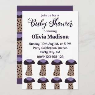 Invitación Mushroom Purple Mushroom Baby Baby Shower