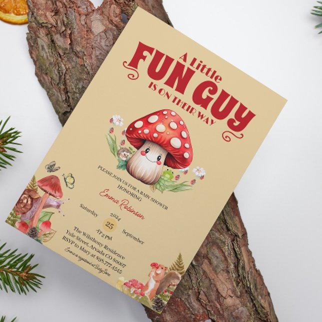 Invitación Mushroom Snail Woodland Cae Personalizado de la du (mushroom baby shower baby shower invitations fungi red fall watercolor mother to be)
