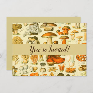 Invitación Mushroom Vintage Toadstool Ilustracion antiguo