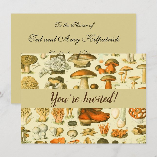 Invitación Mushroom Vintage Toadstool Ilustracion antiguo (Anverso / Reverso)