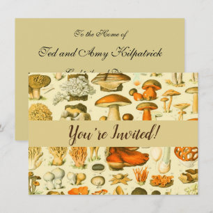 Invitación Mushroom Vintage Toadstool Ilustracion antiguo