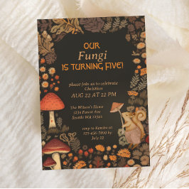 Invitación Mushroom Woodland Animal Boys Quinto Cumpleaños