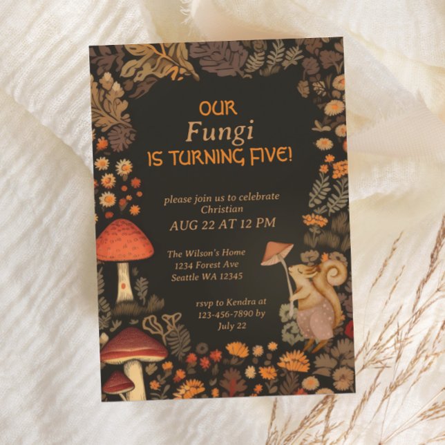 Invitación Mushroom Woodland Animal Boys Quinto Cumpleaños (Subido por el creador)