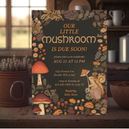 Invitación Mushroom Woodland Animal Forest Baby Shower