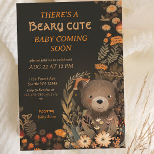 Invitación Mushroom Woodland Bear Cub Forest Baby Shower
