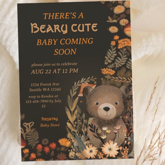 Invitación Mushroom Woodland Bear Cub Forest Baby Shower (Subido por el creador)