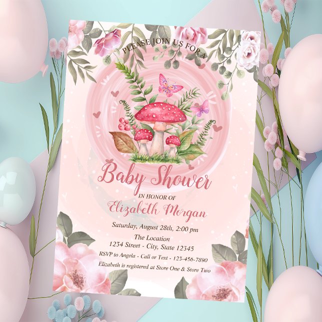 Invitación Mushrooms Butterflies Floral Baby Shower (Subido por el creador)