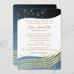 Invitación Music Bar Mitzvah Blue and Gold<br><div class="desc">Billetes de oro y Star of David, elegante invitación musical Bar Mitzvah en azul, blanco y dorado a medianoche, actualizada a partir de nuestra música original en la invitación al aire, este ofrece un oro más brillante y un fondo blanco más contrastante. Personalice los estilos de texto y fuente como...</div>