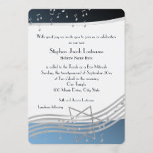 Music Notes Bar Mitzvah Silver y Blue