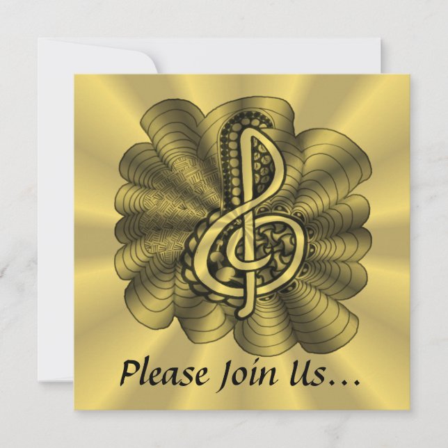 Invitación Music Treble Clef Gold Personalizado (Anverso)