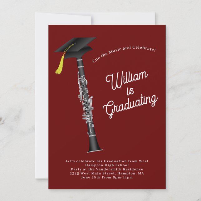Invitación Música Clarinet Música de graduación (Anverso)