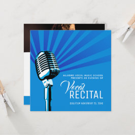 Invitación Música clásica de micrófono recital vocal azul