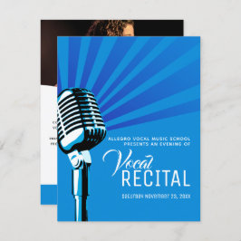 Invitación Música clásica de micrófono recital vocal azul