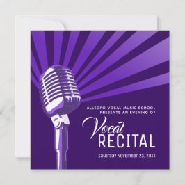 Invitación Música clásica de micrófono recital vocal púrpura