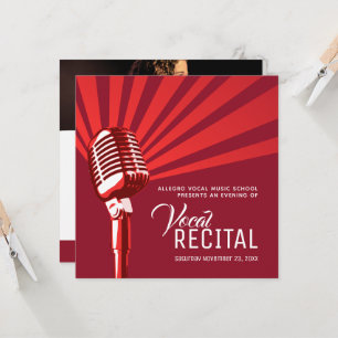 Invitación Música clásica de micrófono recital vocal roja