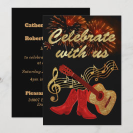 Invitación Música Country Western Guitarra y Botas Vaqueras