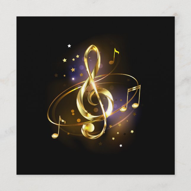 Invitación Música de Clef de Triple Dorado (Anverso)
