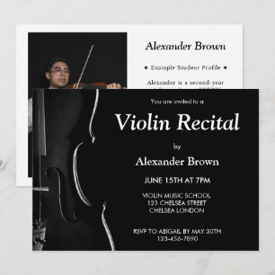 Invitación Música de Concierto de Recital de Violín Negro Mod