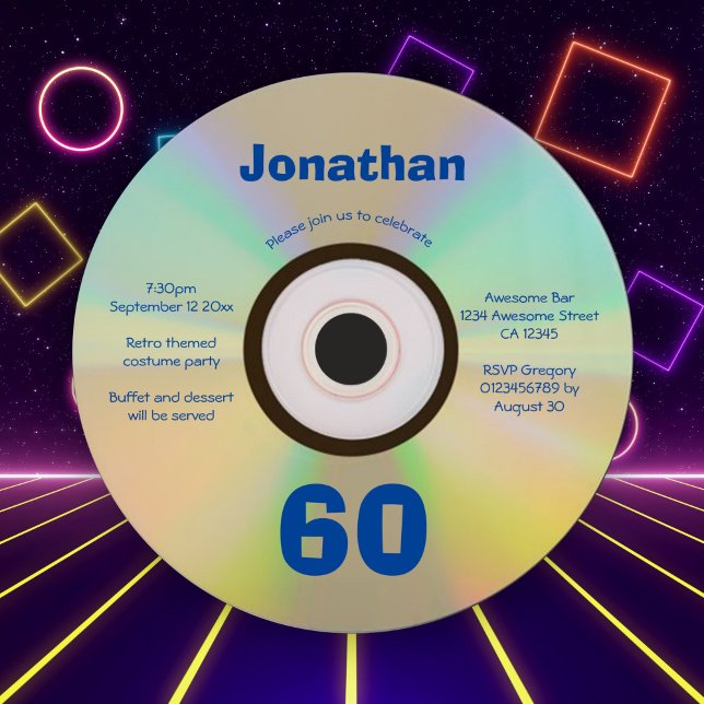 Invitación Música de Faux CD Retro 90 de la Fiesta del Cumple (Subido por el creador)