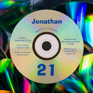 Invitación Música de Faux CD Retro 90, Fiesta de cumpleaños n