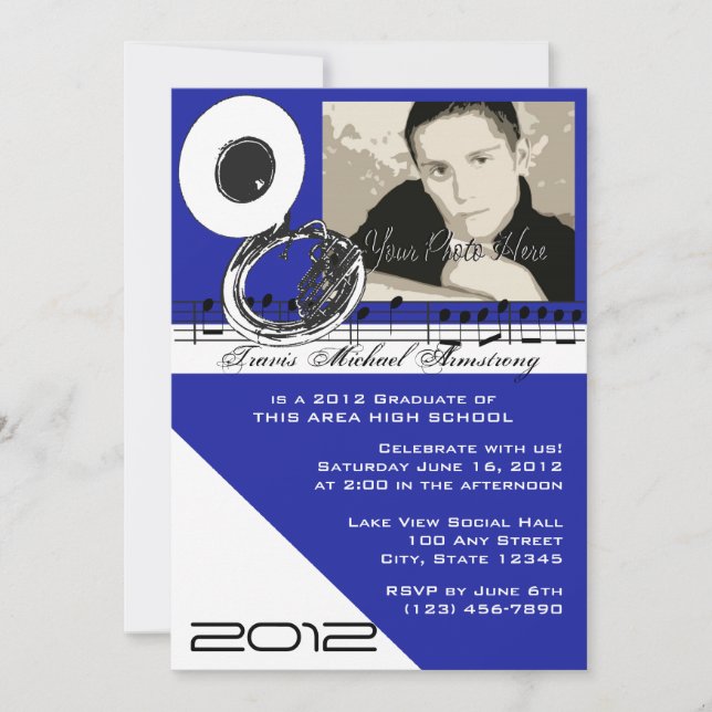 Invitación Música de graduación/ Tuba (Anverso)