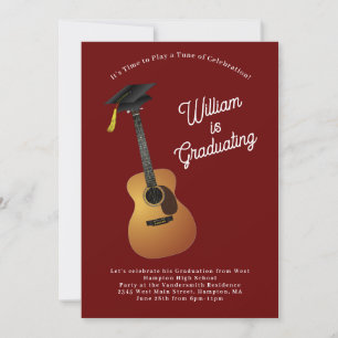 Invitación Música de guitarra acústica de graduación musical